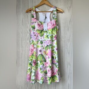 Laura Ashley Golf & Tennis Racerback Dress Floral Print Size L NWT